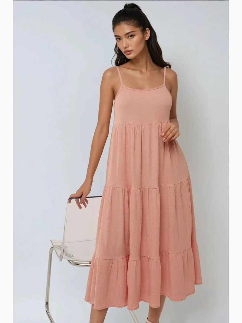 Robe midi texturée en a hiccup Rose - Kiabi