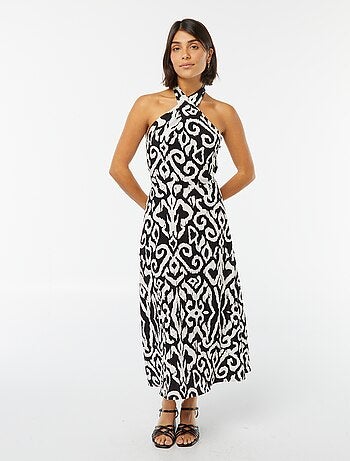 Robe midi tour de cou et dos nu