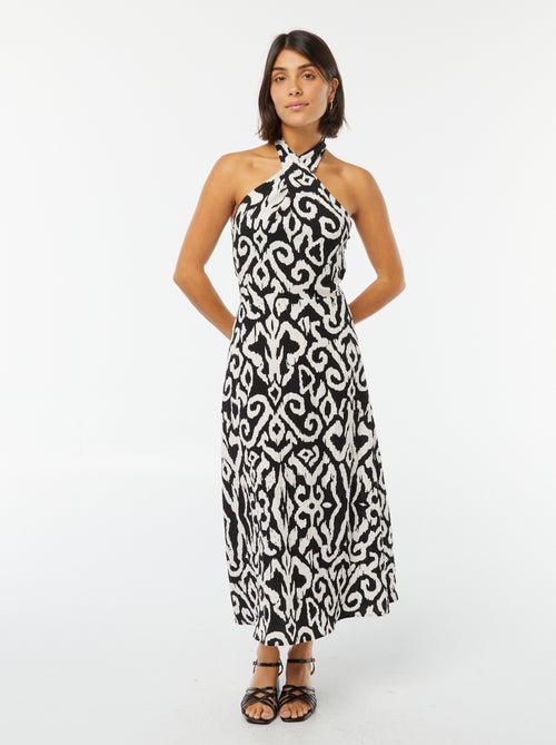 Robe midi tour de cou et dos nu - Kiabi