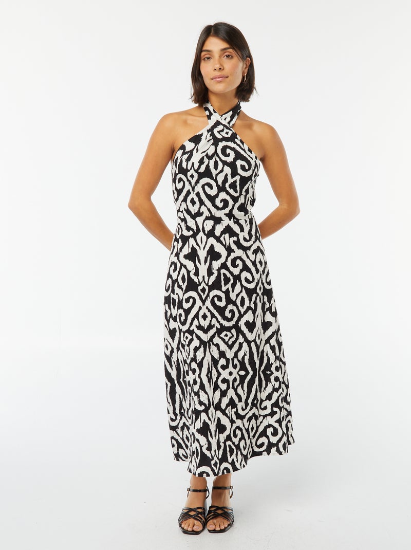 Robe midi tour de cou et dos nu BEIGE - Kiabi