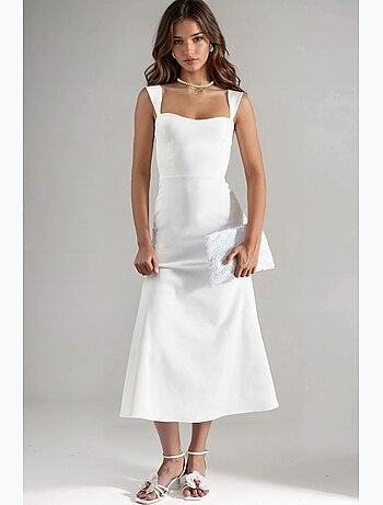 Robe midi trapèze à col cœur hiccup