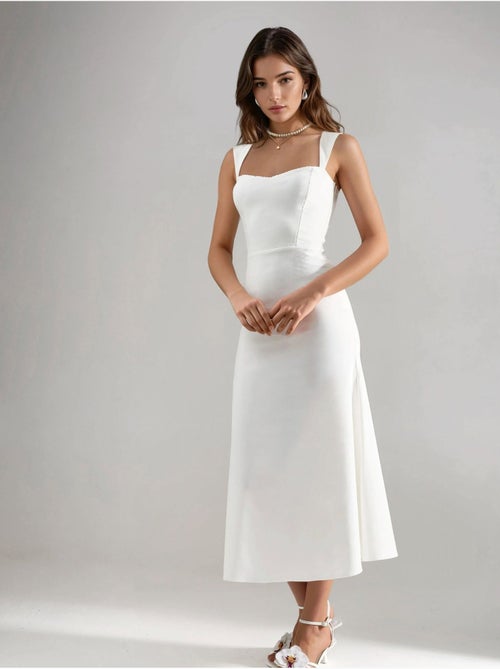 Robe midi trapèze à col cœur hiccup - Kiabi Robe midi trapèze à col cœur hiccup - Kiabi