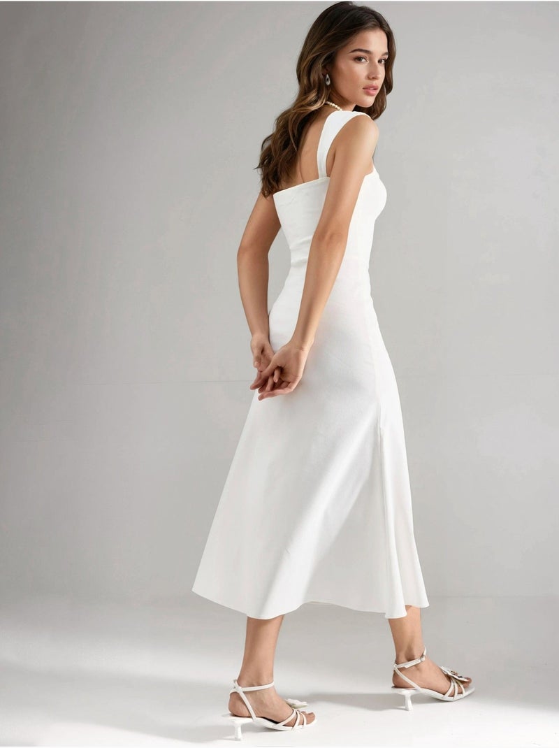 Robe midi trapèze à col cœur hiccup Blanc - Kiabi