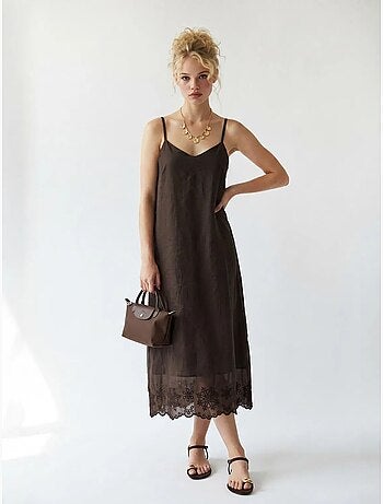 Robe midi trapèze brodée mixray