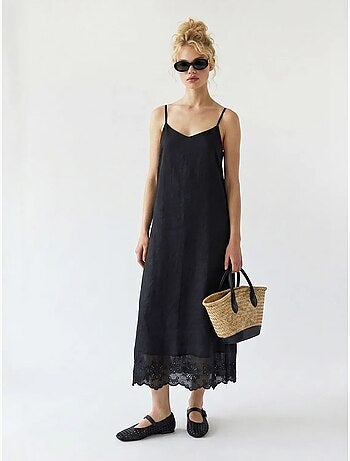 Robe midi trapèze brodée mixray