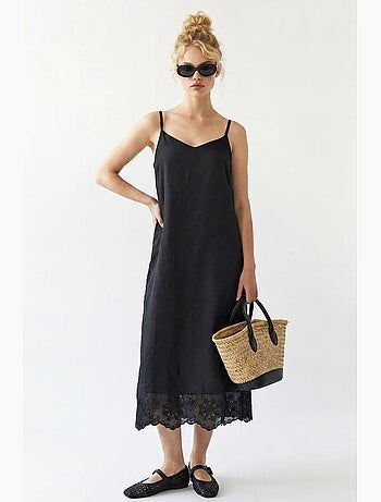 Robe midi trapèze brodée mixray