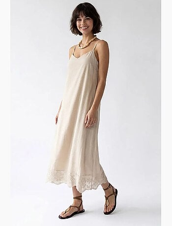 Robe midi trapèze brodée mixray