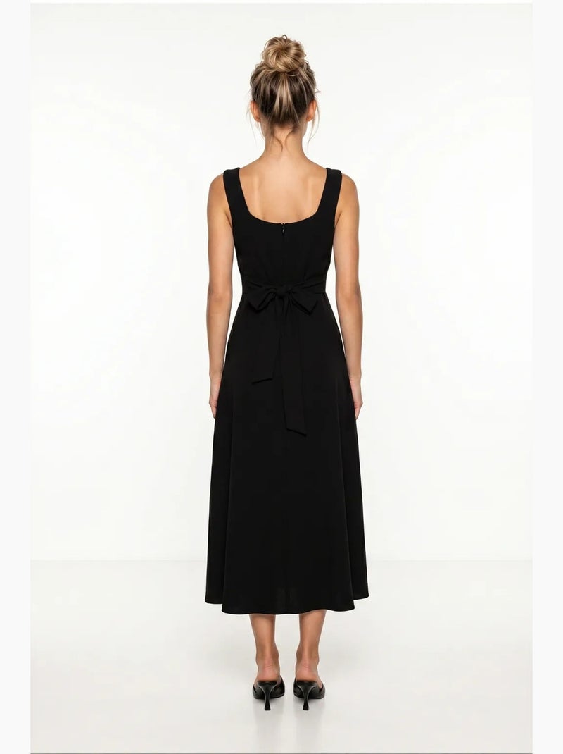 Robe midi trapèze en popeline de coton istanbul Noir - Kiabi