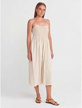 Robe midi trapèze sans bretelles dilvin
