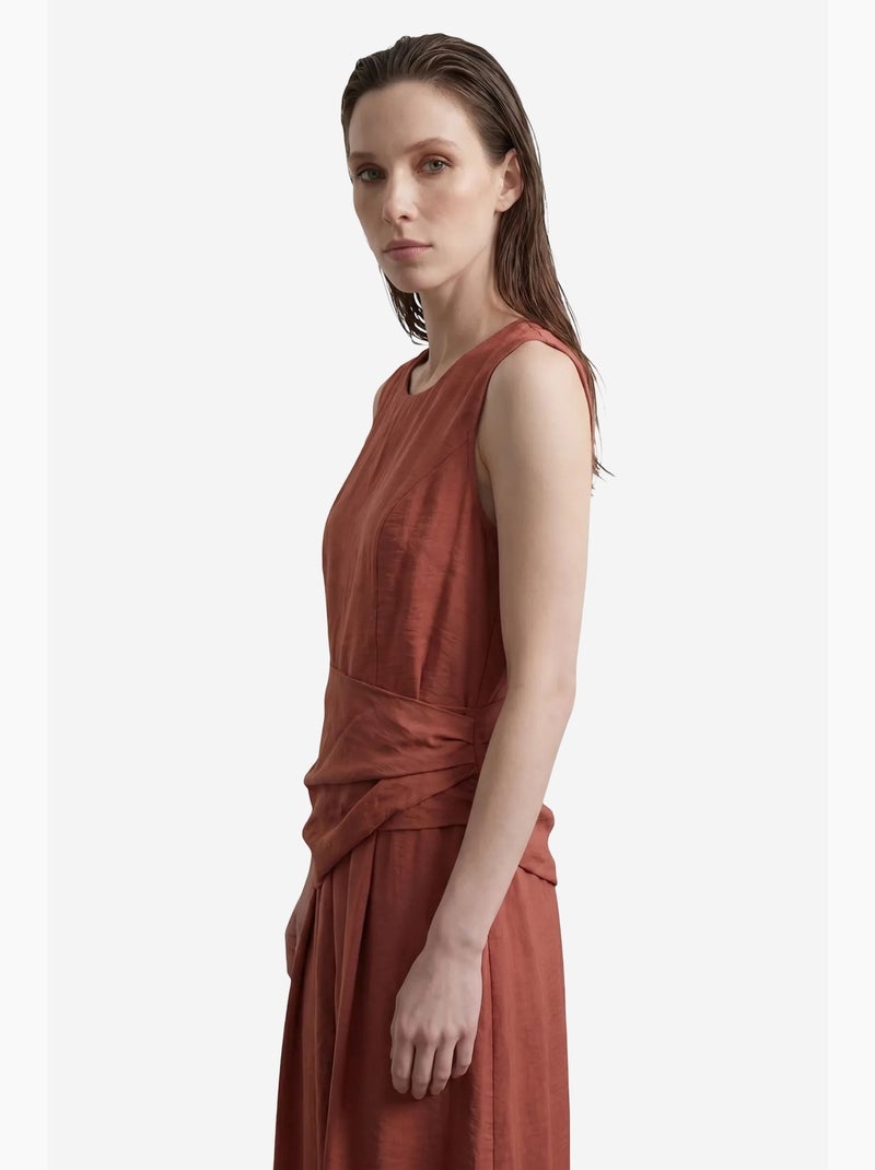 Robe midi trapèze sans manches my fashion Terracotta - Kiabi