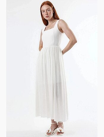 Robe midi unie à col carré busem