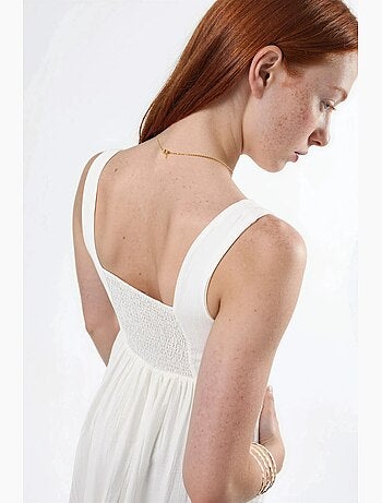 Robe midi unie à col carré busem