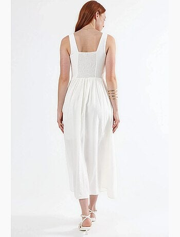 Robe midi unie à col carré busem