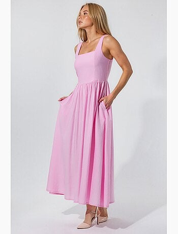 Robe midi unie à col carré busem