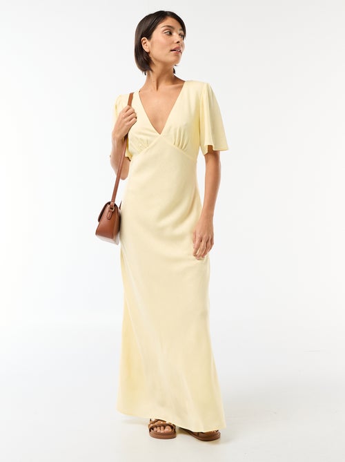 Robe midi unie à manches courtes - Kiabi