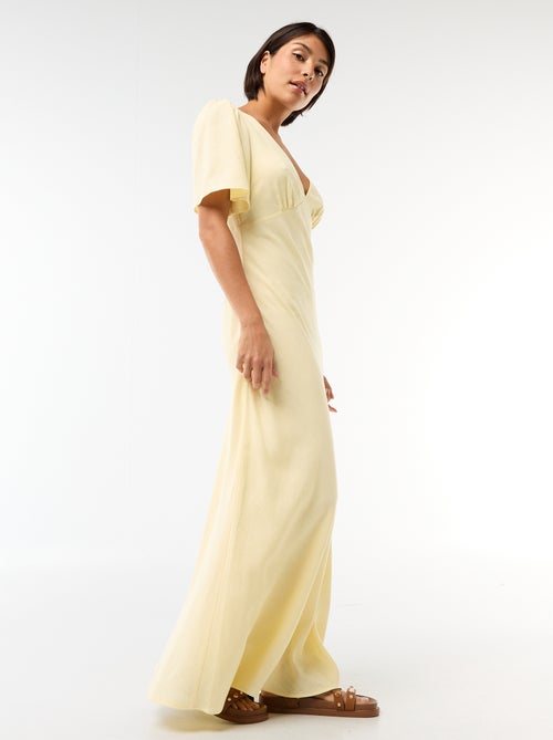 Robe midi unie à manches courtes - Kiabi