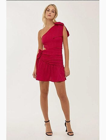 Robe mini à col asymétrique et détail nœud hiccup