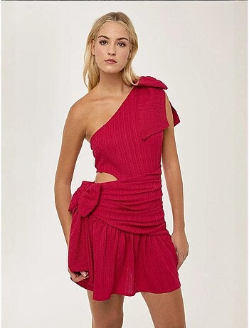 Robe mini à col asymétrique et détail nœud hiccup