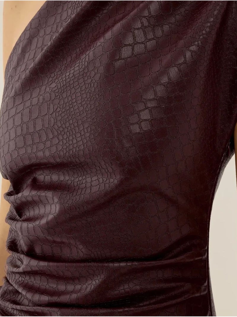 Robe mini asymétrique à effet texturé et coupe moulante hiccup Marron foncé - Kiabi