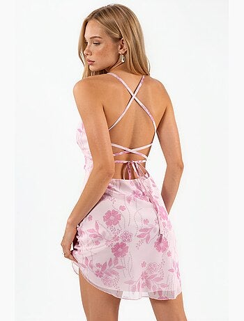Robe mini en tulle à motif avec détail au dos hiccup