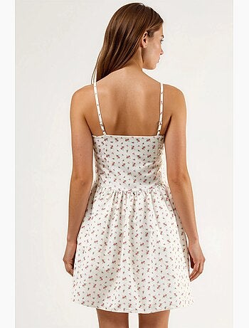 Robe mini fleurie à col u avec détail nœud busem
