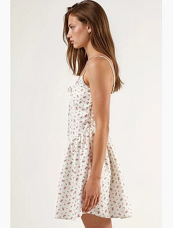 Robe mini fleurie à col u avec détail nœud busem
