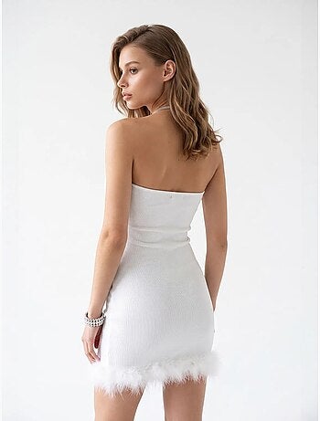 Robe mini moulante à col halter avec détail pierre mixray