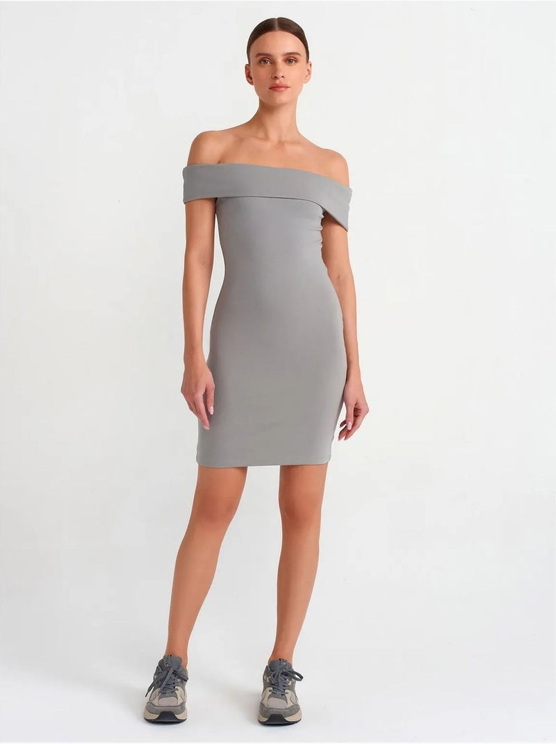 Robe mini moulante à épaules dénudées dilvin Gris - Kiabi