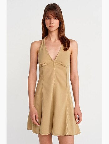 Robe mini trapèze à col halter dilvin