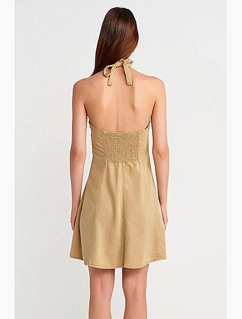Robe mini trapèze à col halter dilvin