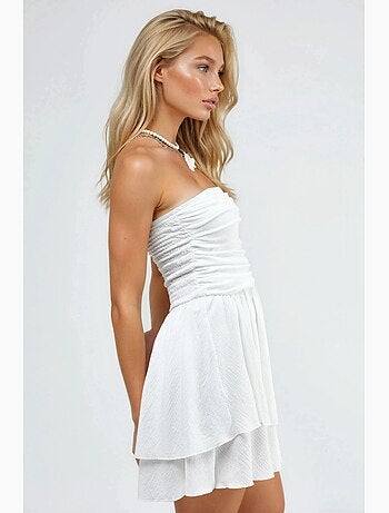 Robe mini trapèze texturée sans bretelles hiccup