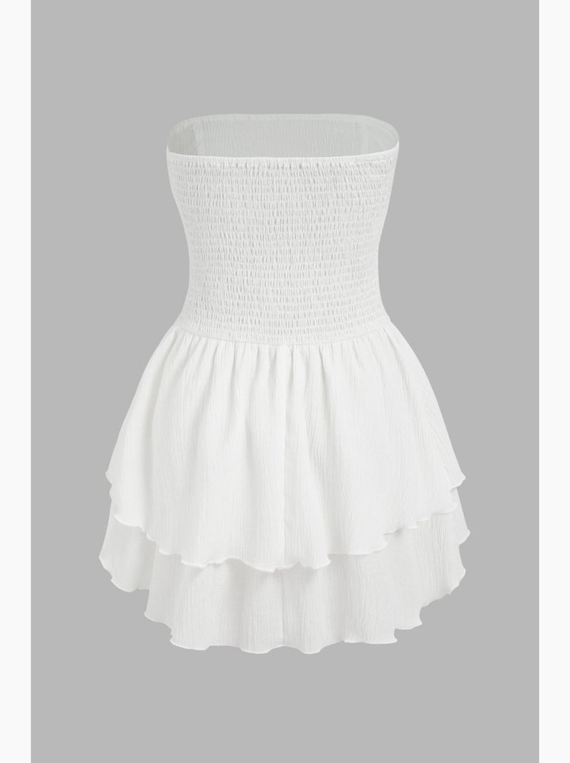 Robe mini trapèze texturée sans bretelles hiccup Blanc cassé - Kiabi