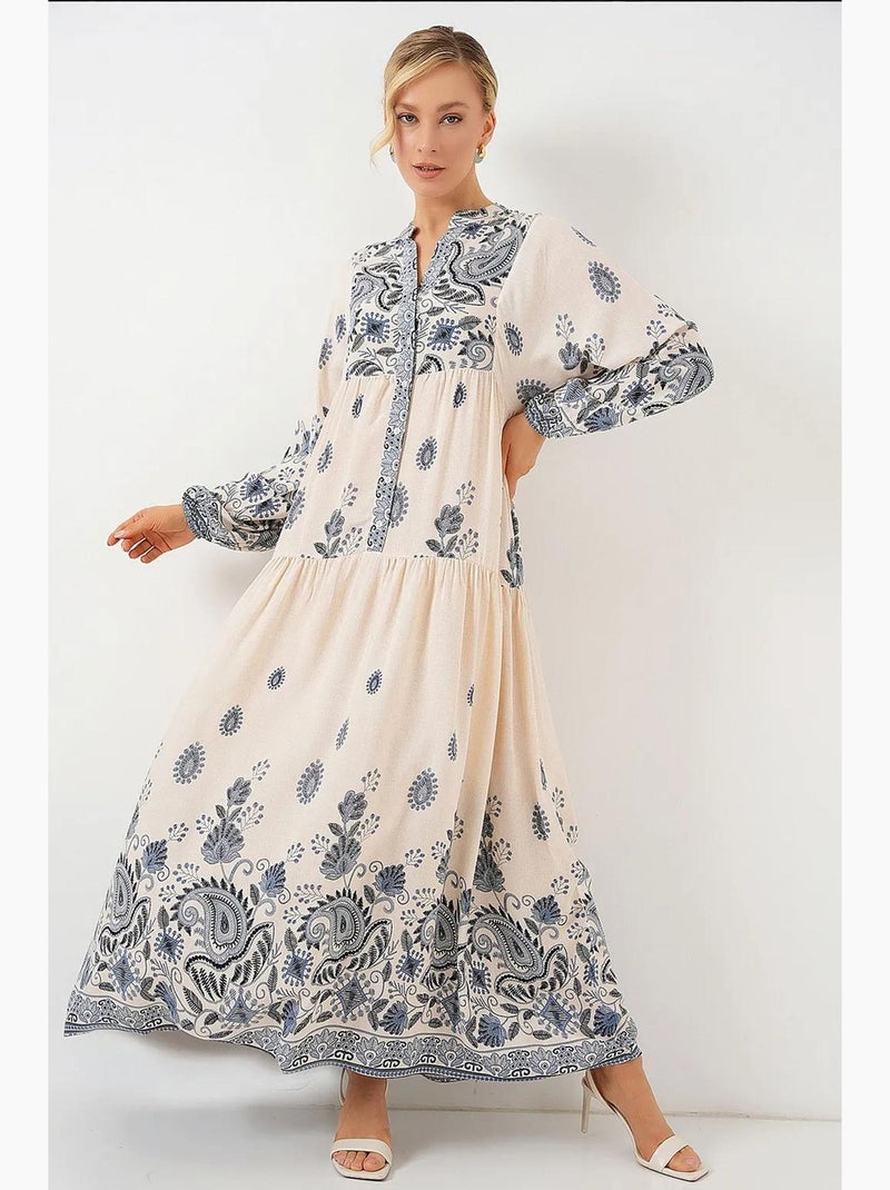 Robe modeste à motifs authentiques bdart Ecru - Kiabi