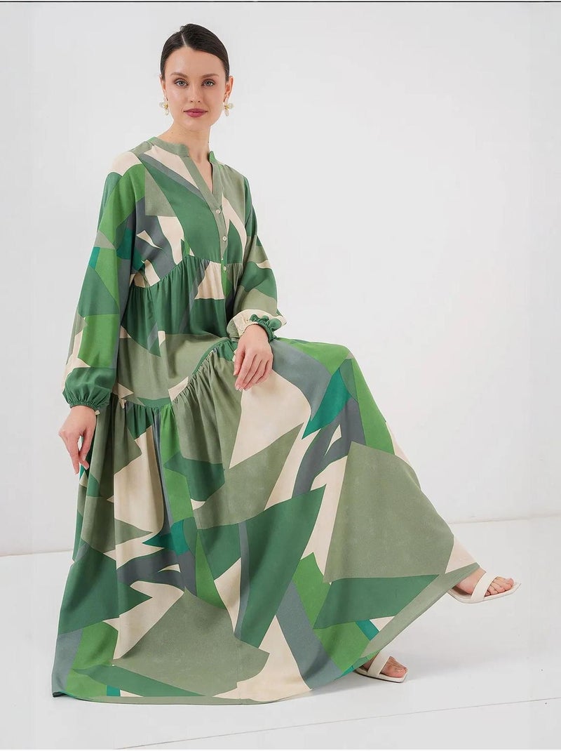 Robe modeste à motifs authentiques bdart Kaki - Kiabi
