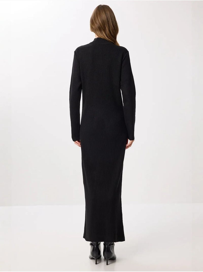Robe moulante en maille texturée à col roulé mi-haut, istanbul Noir - Kiabi