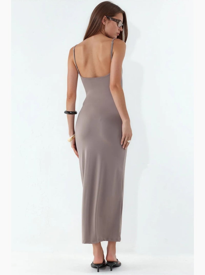 Robe nuisette midi sans manches busem Taupe - Kiabi