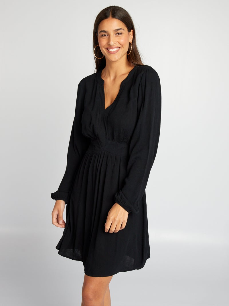 Robe Patineuse Boohoo Night Noire Taille 10 - Manches Découpées, Casquette Plissée - NEUVE