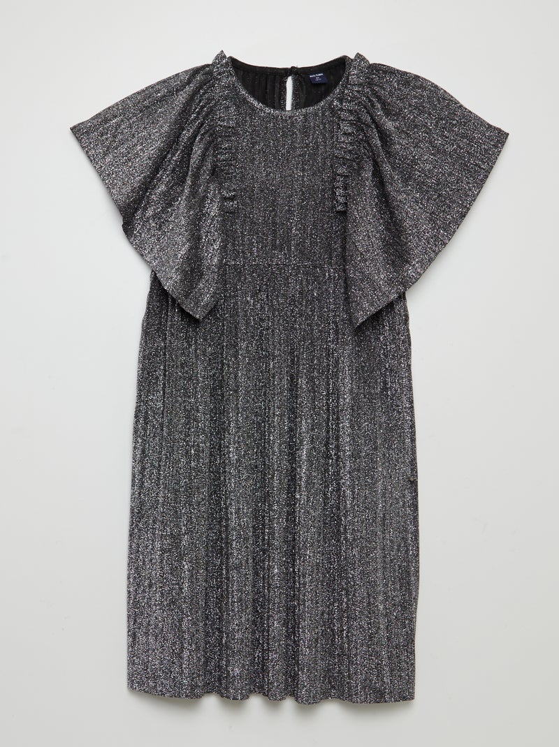 Robe plissée et pailletée Gris - Kiabi