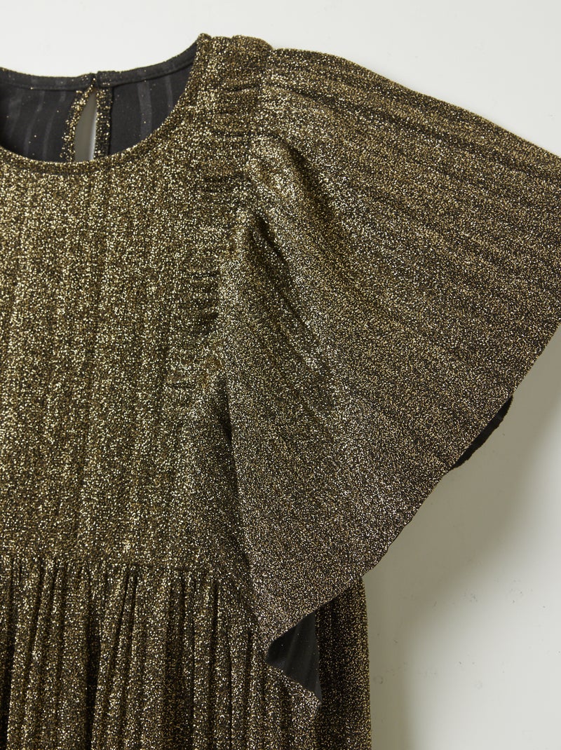 Robe plissée et pailletée JAUNE - Kiabi