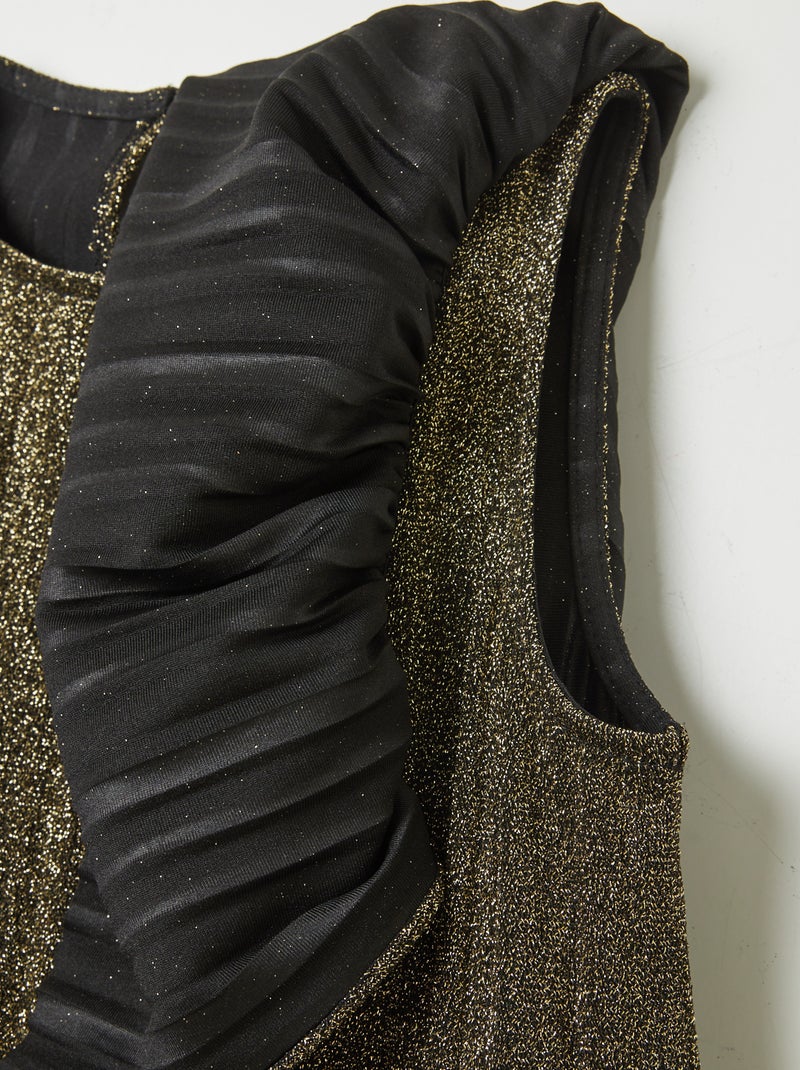 Robe plissée et pailletée JAUNE - Kiabi