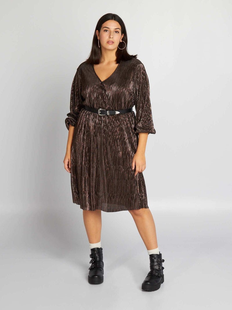 Robe plissée irisée Marron - Kiabi