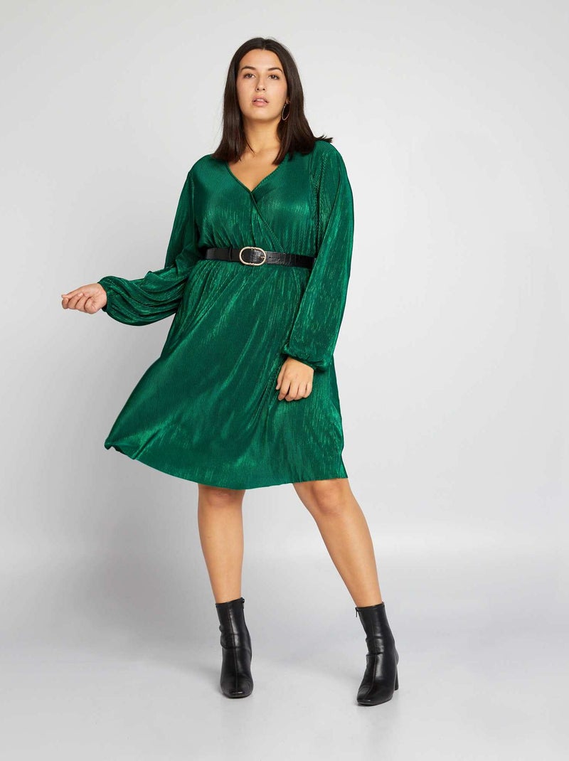 Robe plissée irisée Vert - Kiabi