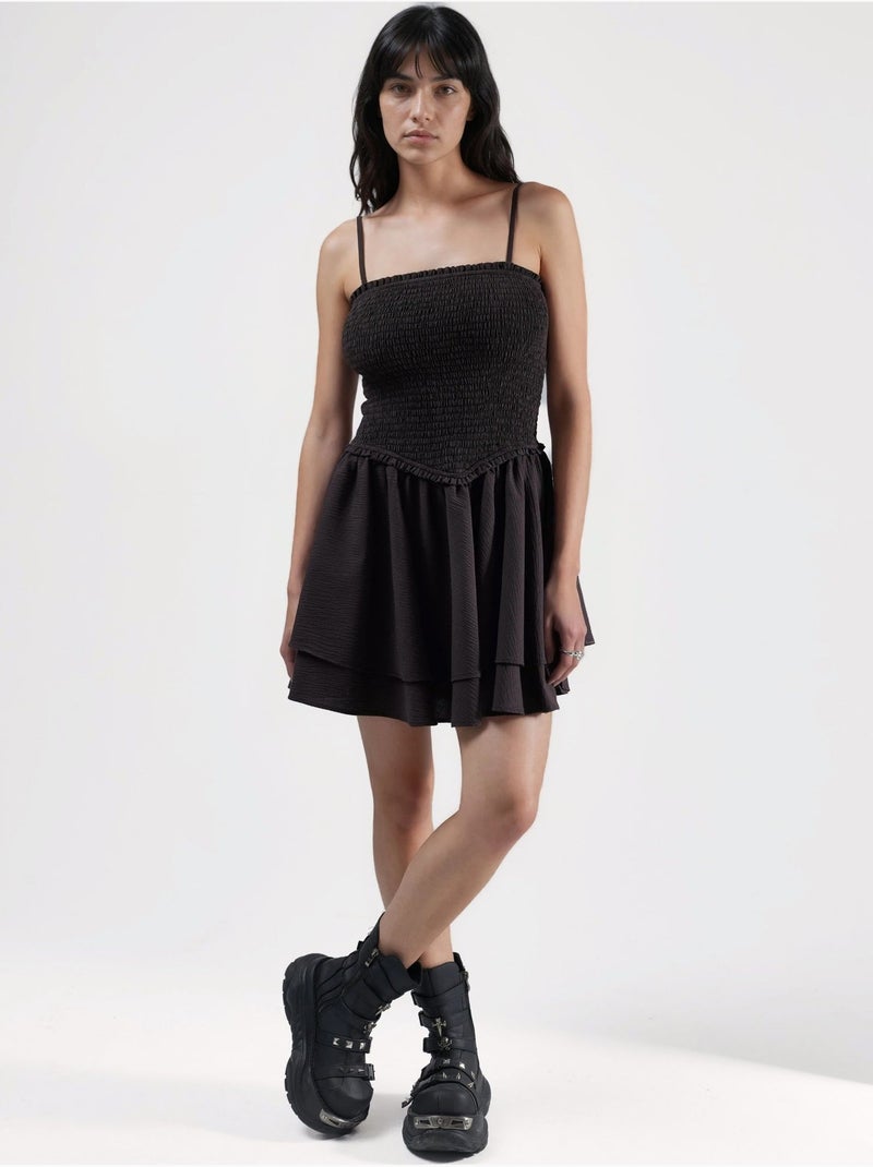 Robe portefeuille mini texturée sans bretelles hiccup Marron chocolat - Kiabi