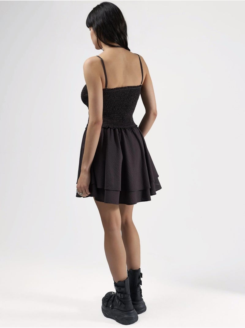 Robe portefeuille mini texturée sans bretelles hiccup Marron chocolat - Kiabi