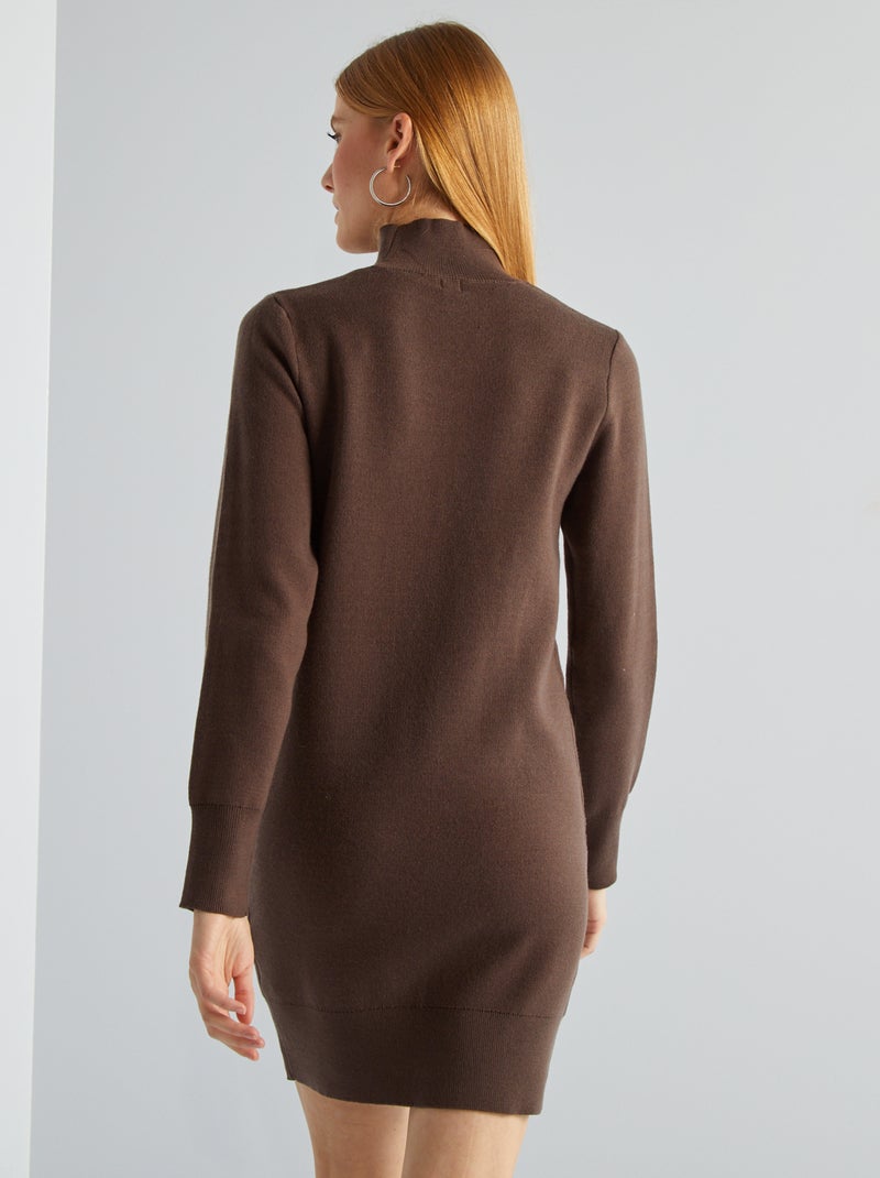 Robe pull à col cheminé Marron - Kiabi