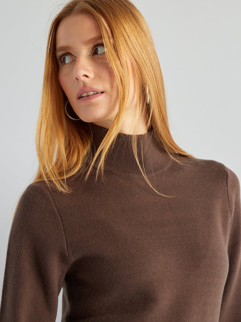 Robe pull à col cheminé Marron - Kiabi