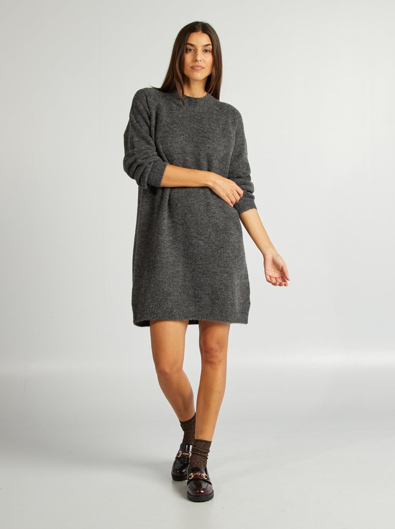 Robe pull à col montant Gris - Kiabi