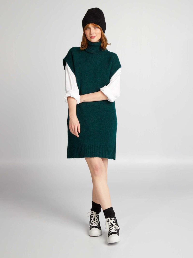Robe pull à col roulé Vert - Kiabi