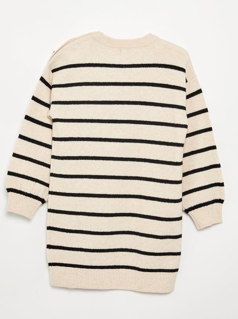 Robe pull à manches longues et col boutonné Beige - Kiabi