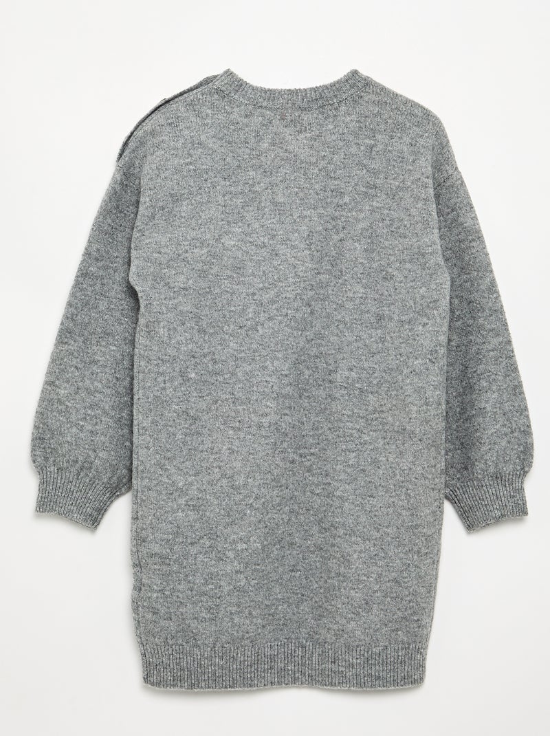 Robe pull à manches longues et col boutonné Gris - Kiabi